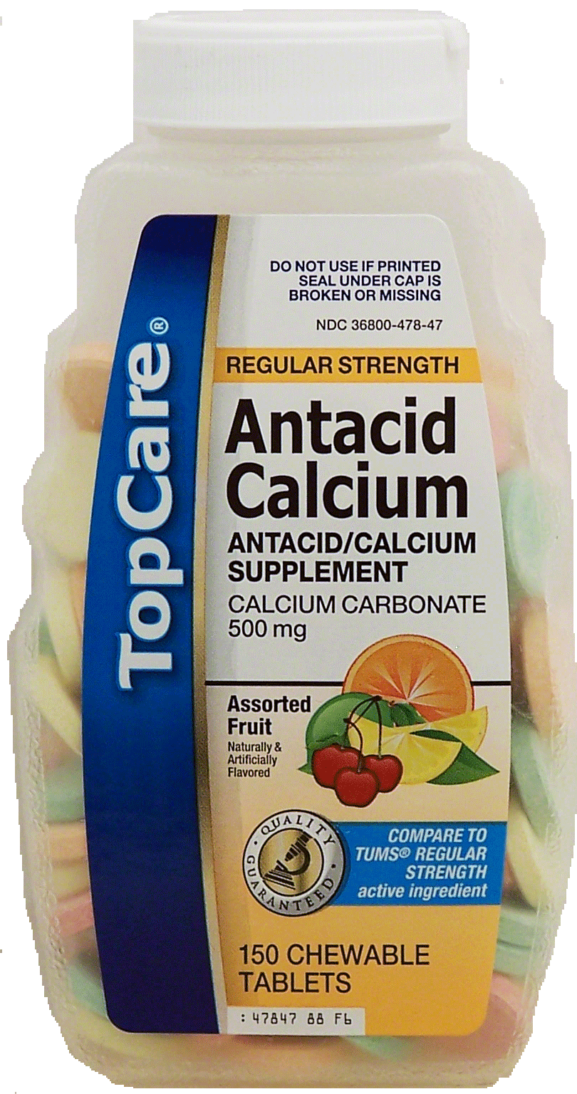 Top Care  regular strength antacid/calcium supplement, assorted fruit flavor, chewable tablets Full-Size Picture